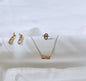 Set gioielli in acciaio inossidabile con pendente ovale e punto luce