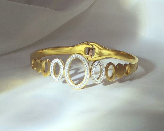Bracciale "aura" a cerchi ovali in acciaio inossidabile