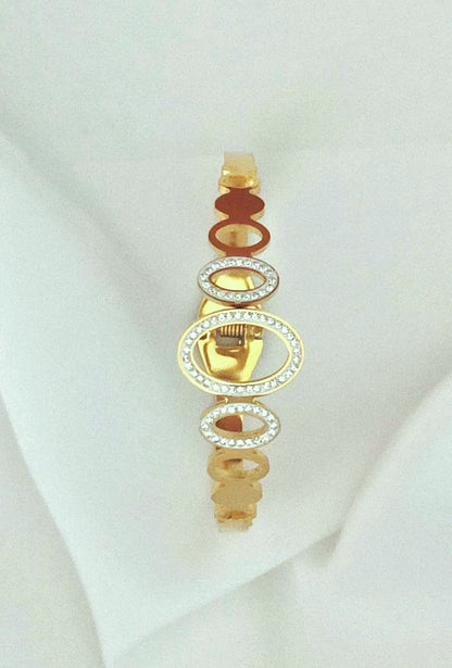Bracciale "aura" a cerchi ovali in acciaio inossidabile