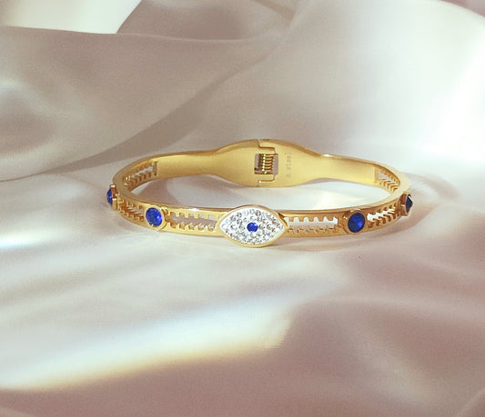 Bracciale Mystic blue in acciaio inossidabile color oro