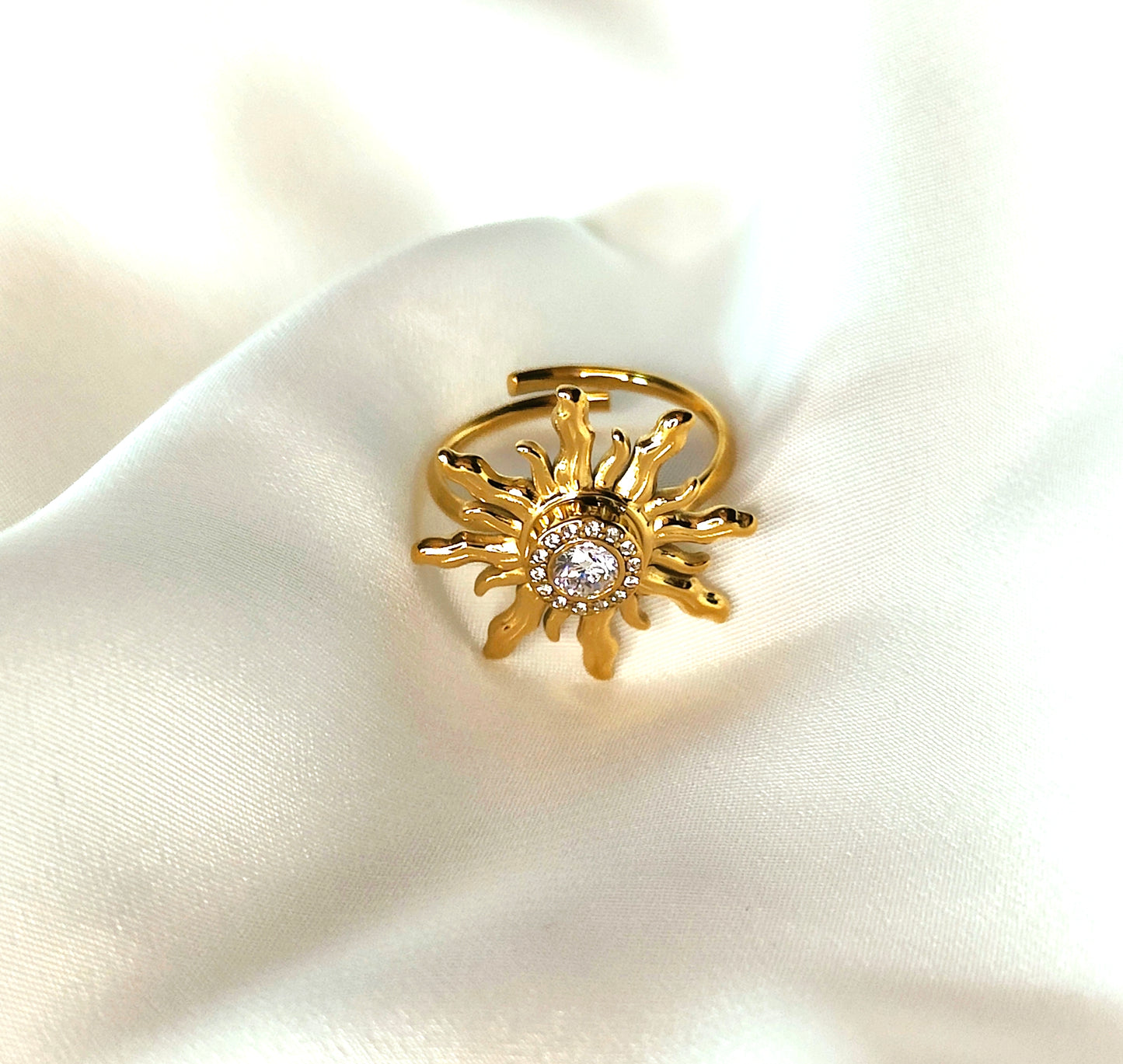 Anello golden sun in acciaio inossidabile