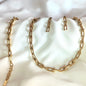 Set gioielli a catena ispirati al modello Tiffany in acciaio inox : collana, bracciale e orecchini.