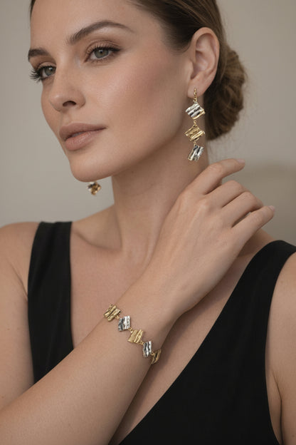 3 pezzi set coordinato: orecchini e bracciale in acciaio inossidabile 316l