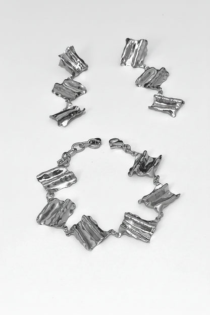 3 pezzi set coordinato: orecchini e bracciale in acciaio inossidabile 316l