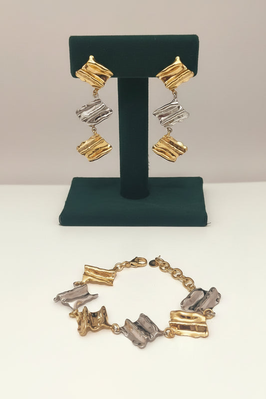 3 pezzi set coordinato: orecchini e bracciale in acciaio inossidabile 316l